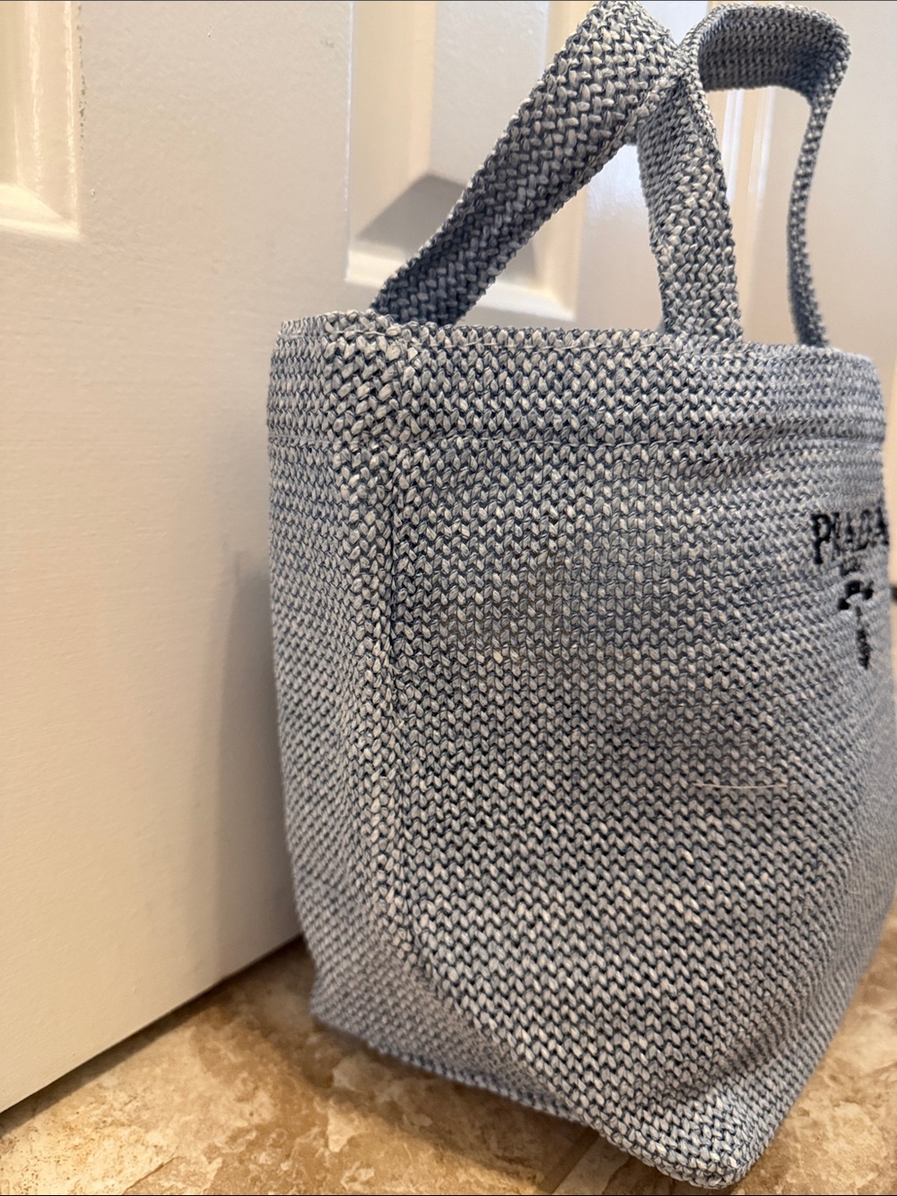 Prada Light Small Blue Raffia Tote - GWP from L’Homme L’eau - Picture 5 of 8